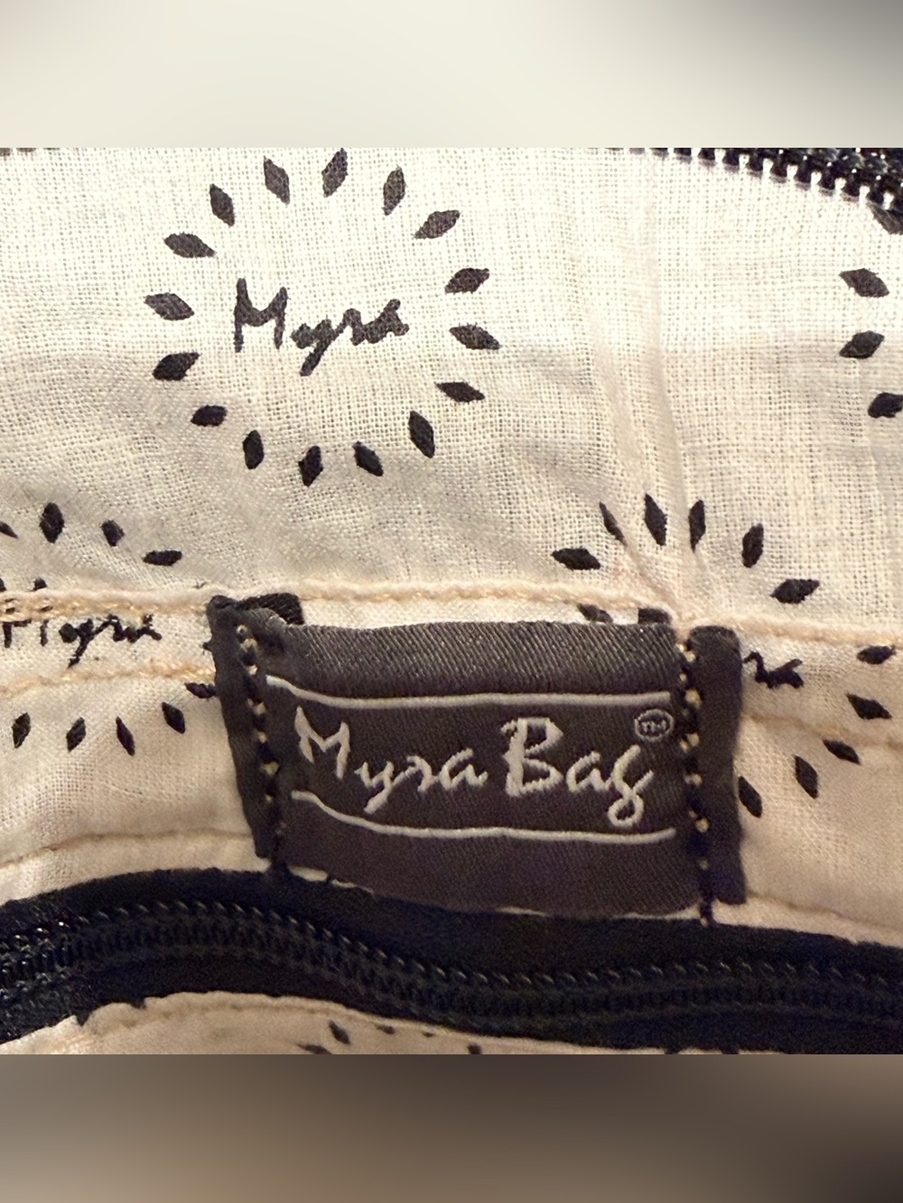 Myra Bag Black & White Cowhide Patchwork Tote Bag - Picture 4 of 12
